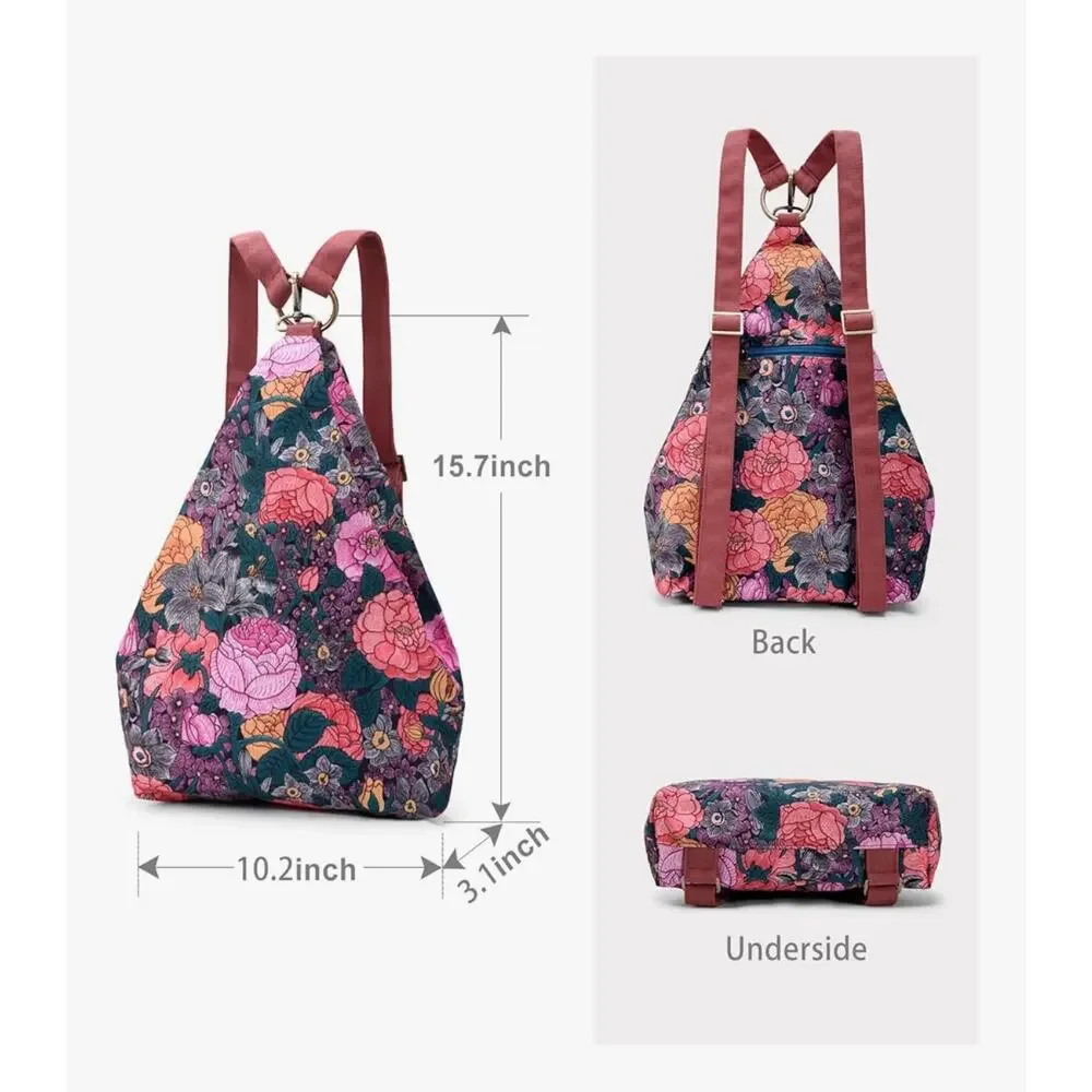 Black Butterfly Floral Bohemian‎ Backpack Purse